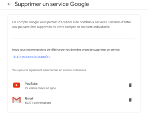 Supprimer un compte Gmail